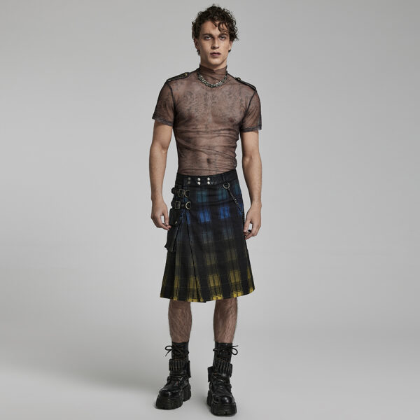 Punk School Style Gradient Color Scottish Plaid Kilt - Image 4