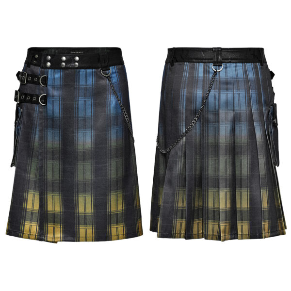 Punk School Style Gradient Color Scottish Plaid Kilt - Image 5