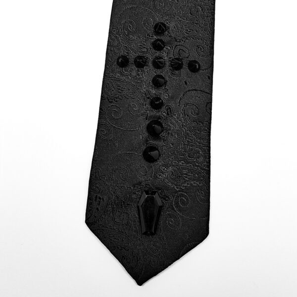 PUNK RAVE Goth Jacquard Cross Print Tie - Image 8