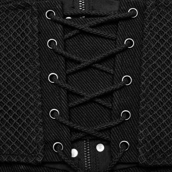 Punk Rave Twill Woven Fabric And Mesh Punk Personalized Corset - Image 6