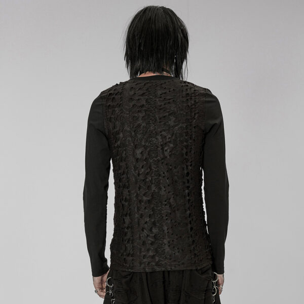 Goth Dark Black Knitted Long Sleeve T-Shirt - Image 4