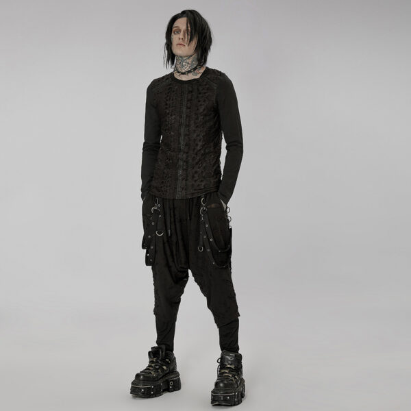 Goth Dark Black Knitted Long Sleeve T-Shirt - Image 5