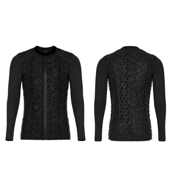 Goth Dark Black Knitted Long Sleeve T-Shirt