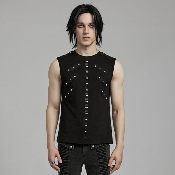 Mesh Decorated Webbing Punk Tank Top