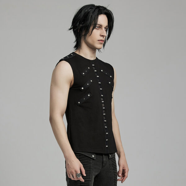 Mesh Decorated Webbing Punk Tank Top - Image 2