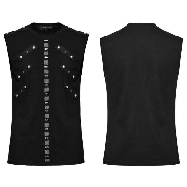 Mesh Decorated Webbing Punk Tank Top - Image 5