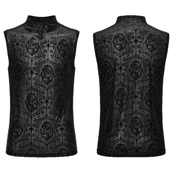 PUNK RAVE Elastic Flocked Mesh Goth Tank Top - Image 5