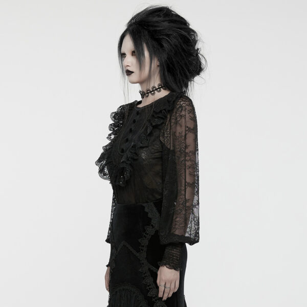 PUNK RAVE Lantern Sleeve Goth Lace Shirt - Image 2