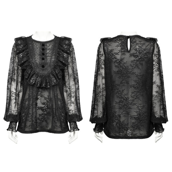 PUNK RAVE Lantern Sleeve Goth Lace Shirt - Image 5