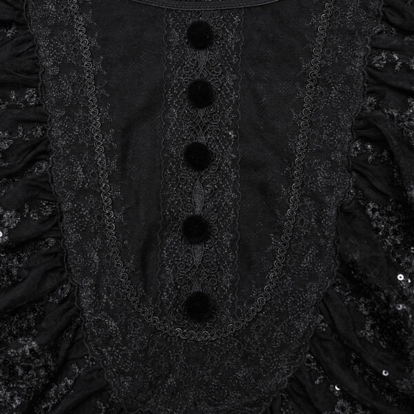 PUNK RAVE Lantern Sleeve Goth Lace Shirt - Image 9