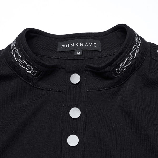 PUNK RAVE Stand Up Collar Military Style T-Shirt - Image 9