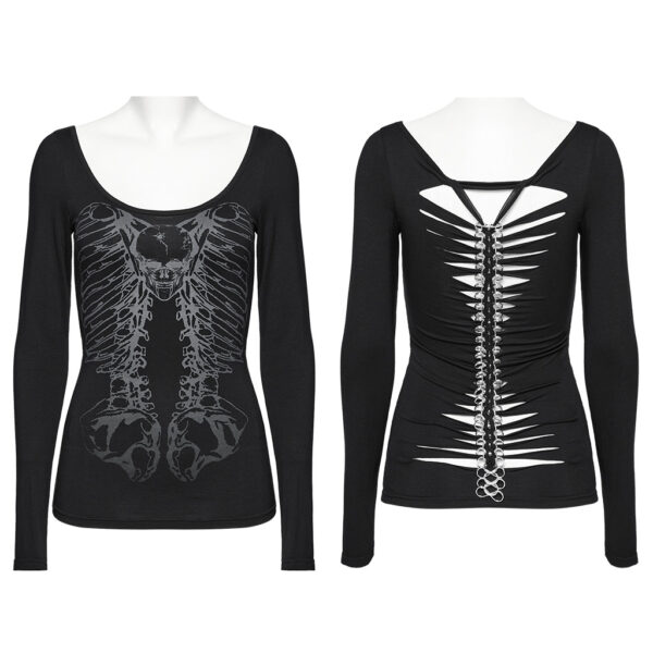 PUNK RAVE Backbone Chain Punk Long Sleeve T-Shirt - Image 5