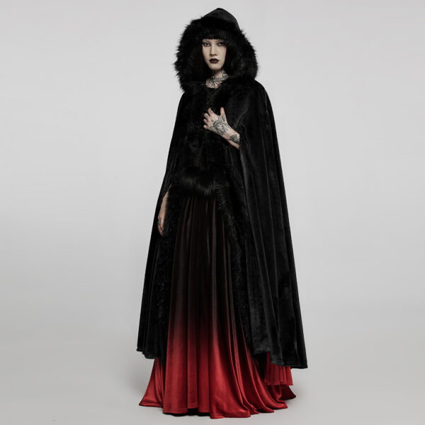 PUNK RAVE Fur Long Goth Velvet Cloak