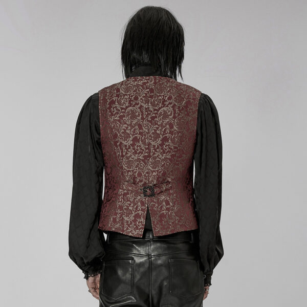 Exquisite 3D Pattern Jacquard Waistcoat - Burgundy - Image 3