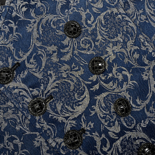 Exquisite 3D Pattern Jacquard Waistcoat - Blue - Image 9