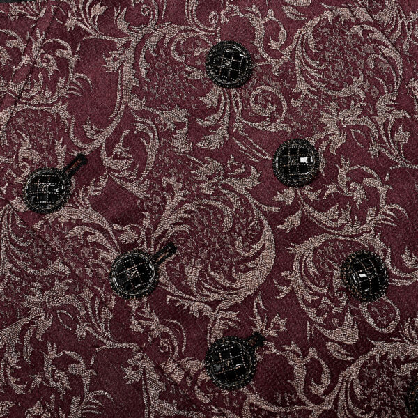 Exquisite 3D Pattern Jacquard Waistcoat - Burgundy - Image 9