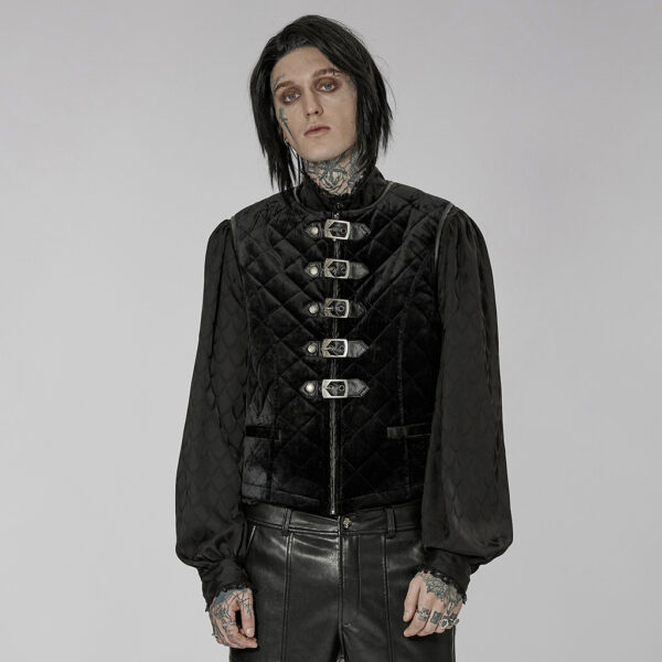 Punk Rave Front Loop Belts Goth Inner-Cotton Waistcoat - Image 2