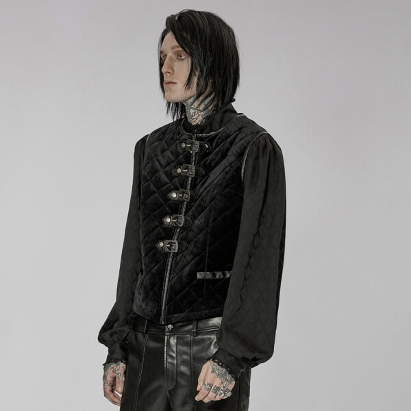 Punk Rave Front Loop Belts Goth Inner-Cotton Waistcoat - Image 3