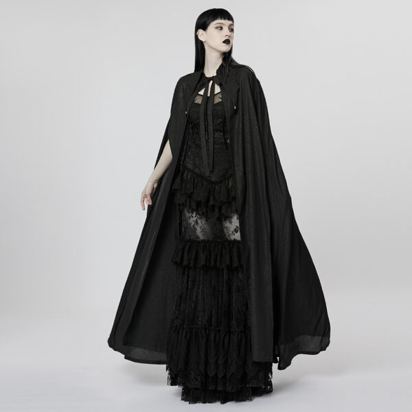 PUNK RAVE Lace Applique Chiffon Lapel Cloak