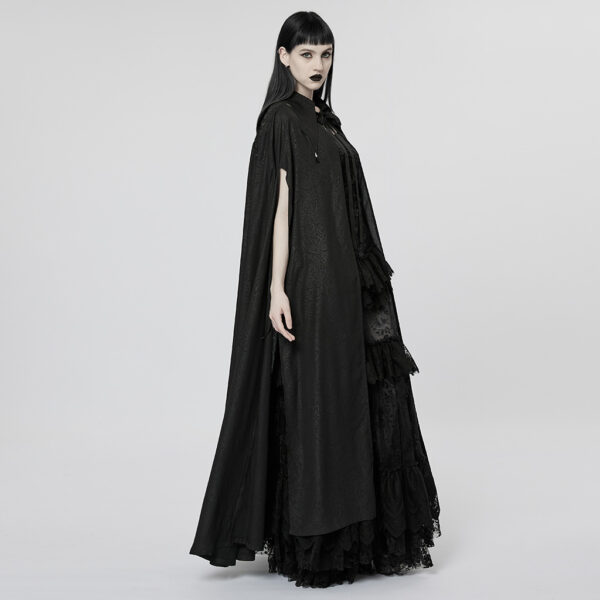 PUNK RAVE Lace Applique Chiffon Lapel Cloak - Image 2