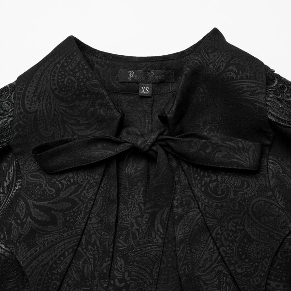 PUNK RAVE Lace Applique Chiffon Lapel Cloak - Image 9