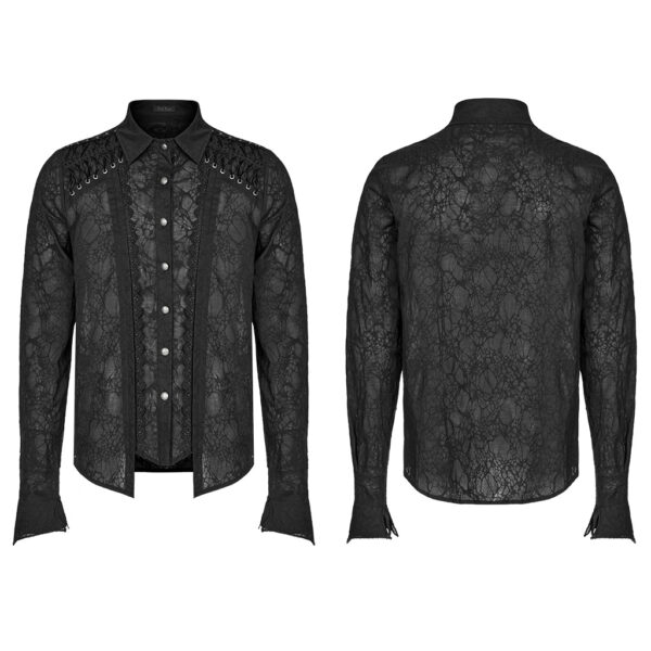 PUNK RAVE Goth Spider Mesh Printing Daily Shirt - Image 5