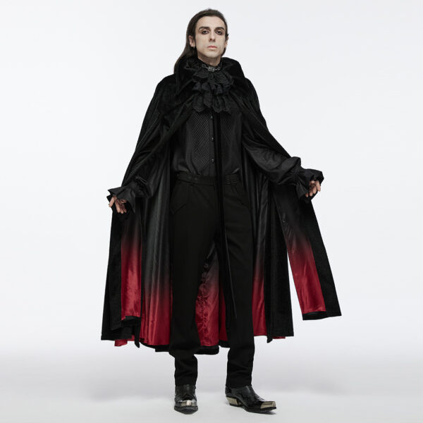 PUNK RAVE Dark Fur Inner Red Gradient Cloak - Image 5