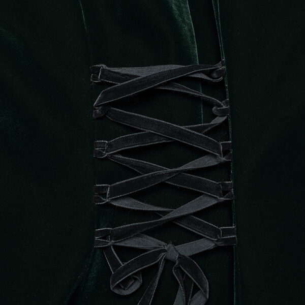 PUNK RAVE Goth A Line Ruffle Detail Symmetric Velvet Coat - Image 6