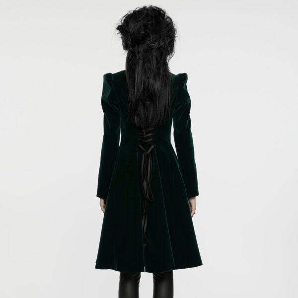 PUNK RAVE Goth A Line Ruffle Detail Symmetric Velvet Coat - Image 3