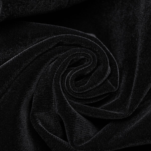 PUNK RAVE Goth A Line Ruffle Detail Symmetric Velvet Coat - Black - Image 8