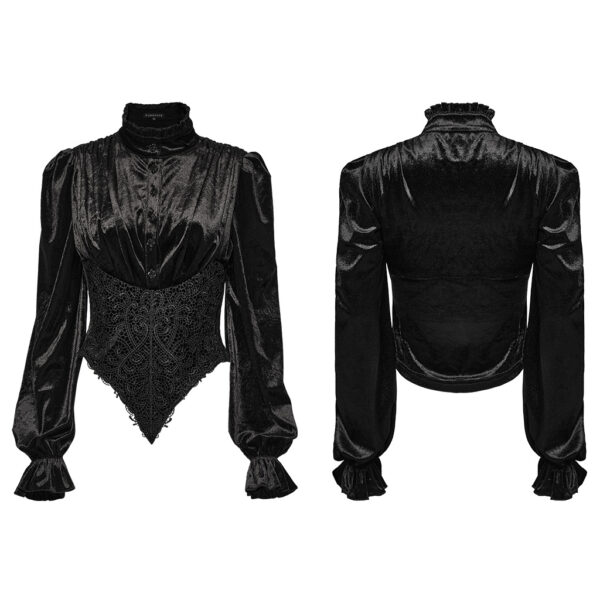 PUNK RAVE Stand Collar Slim Fit Retro Goth Shirt - Image 5