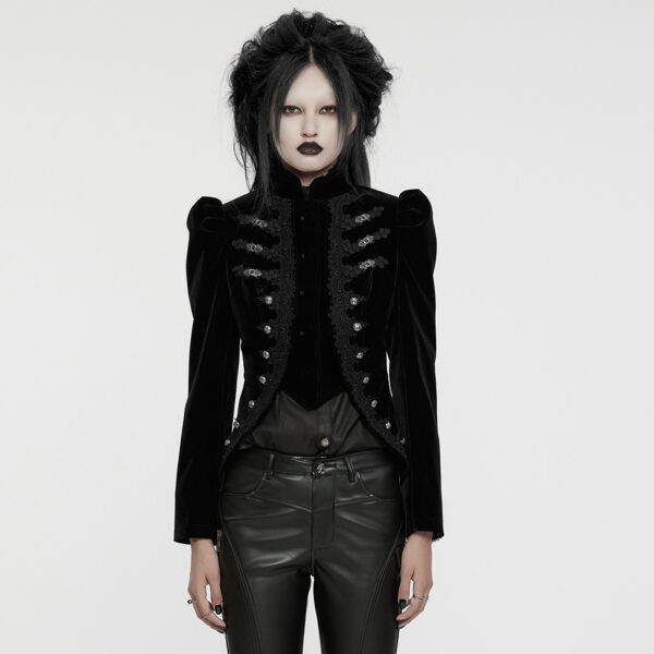 PUNK RAVE Short Front Design Velvet Gothic Jacket