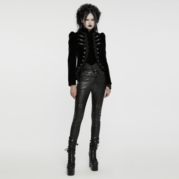 PUNK RAVE Short Front Design Velvet Gothic Jacket - Image 4