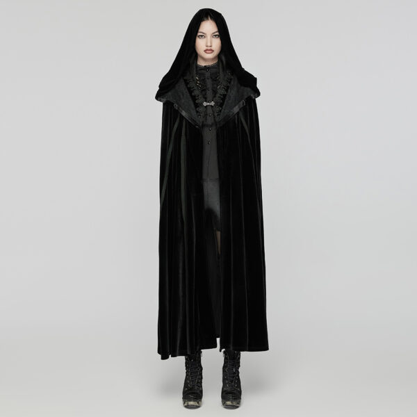 PUNK RAVE Lapel Lace Collar Goth Hooded Cloak