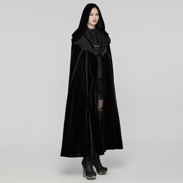 PUNK RAVE Lapel Lace Collar Goth Hooded Cloak - Image 2