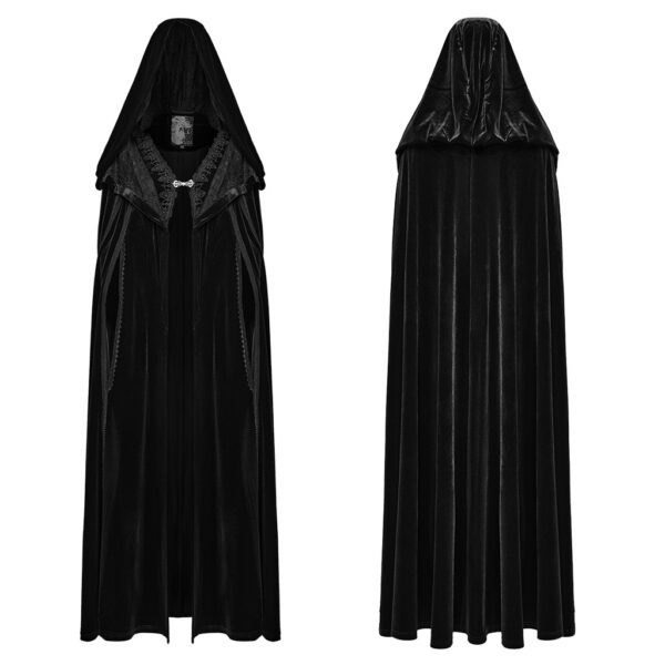 PUNK RAVE Lapel Lace Collar Goth Hooded Cloak - Image 5