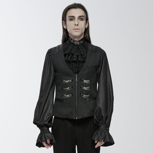 Jacquard Fabric V-Neck Goth Gentleman's Vest - Image 2