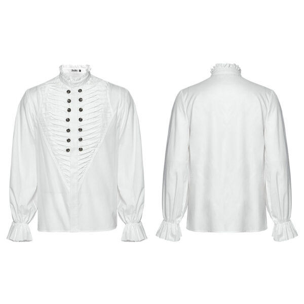 Exquisite Metal Buckles Goth Pleated Shirt - White