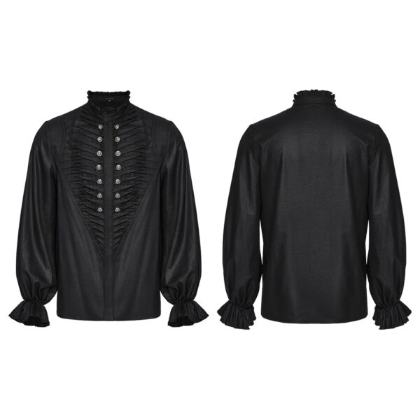 Exquisite Metal Buckles Goth Pleated Shirt - Black