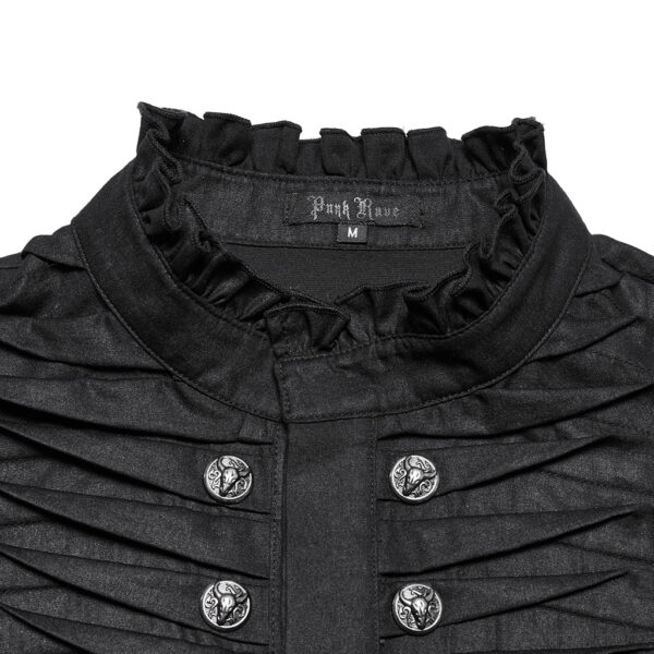 Exquisite Metal Buckles Goth Pleated Shirt - Black - Image 10