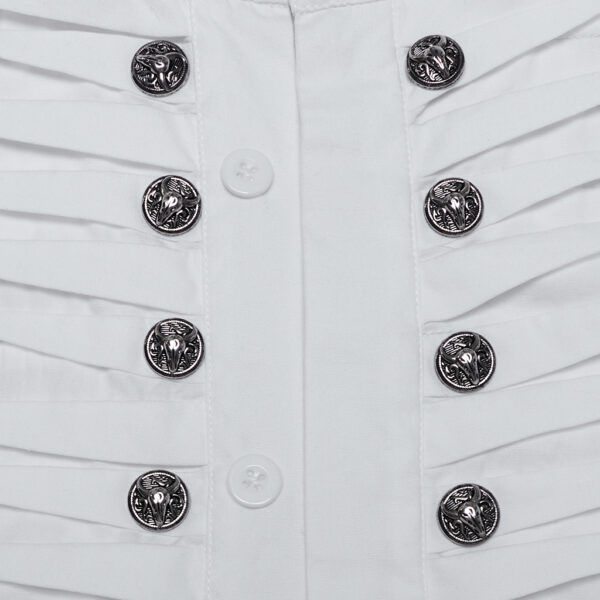 Exquisite Metal Buckles Goth Pleated Shirt - White - Image 9