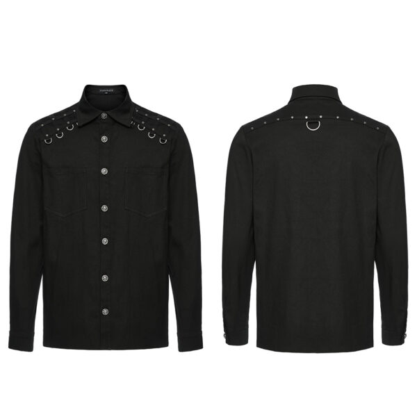 PUNK RAVE Woven Studs Punk Shirt - Image 5