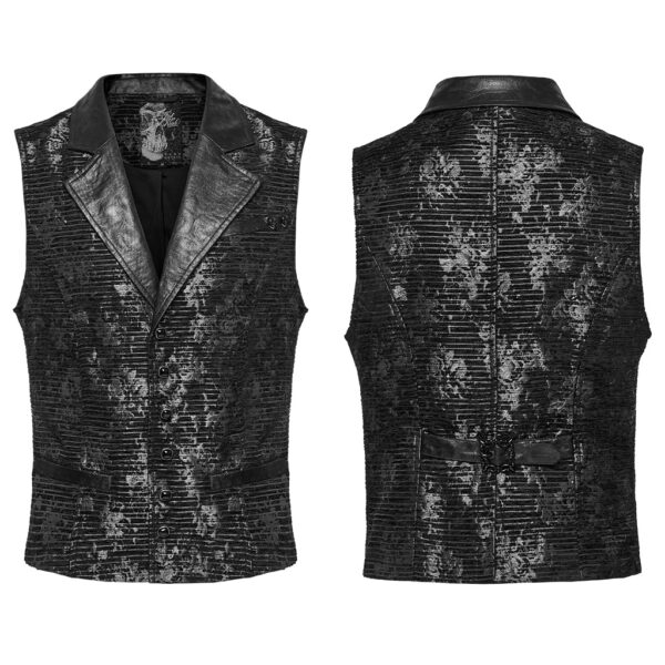 PUNK RAVE Elegant Fitting Design Goth Jacquard Waistcoat - Black