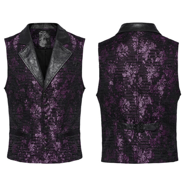 PUNK RAVE Elegant Fitting Design Goth Jacquard Waistcoat - Black/Purple