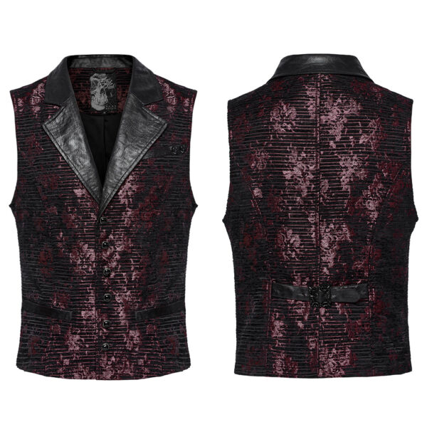 PUNK RAVE Elegant Fitting Design Goth Jacquard Waistcoat - Black/Red