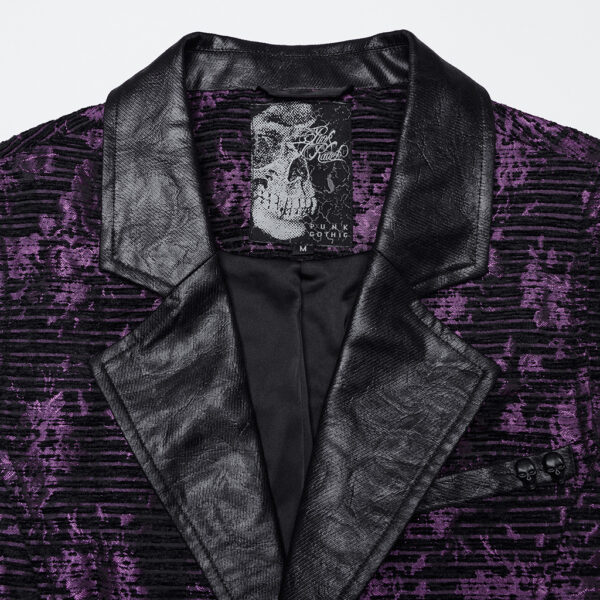 PUNK RAVE Elegant Fitting Design Goth Jacquard Waistcoat - Black/Purple - Image 10