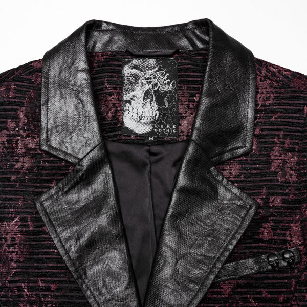 PUNK RAVE Elegant Fitting Design Goth Jacquard Waistcoat - Black/Red - Image 10