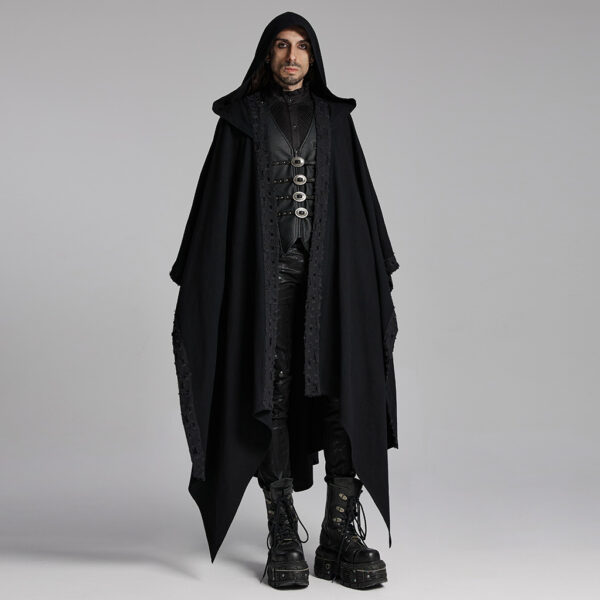 PUNK RAVE Loose Hooded Pointed Hem Decadent Dark Cloak - Image 2