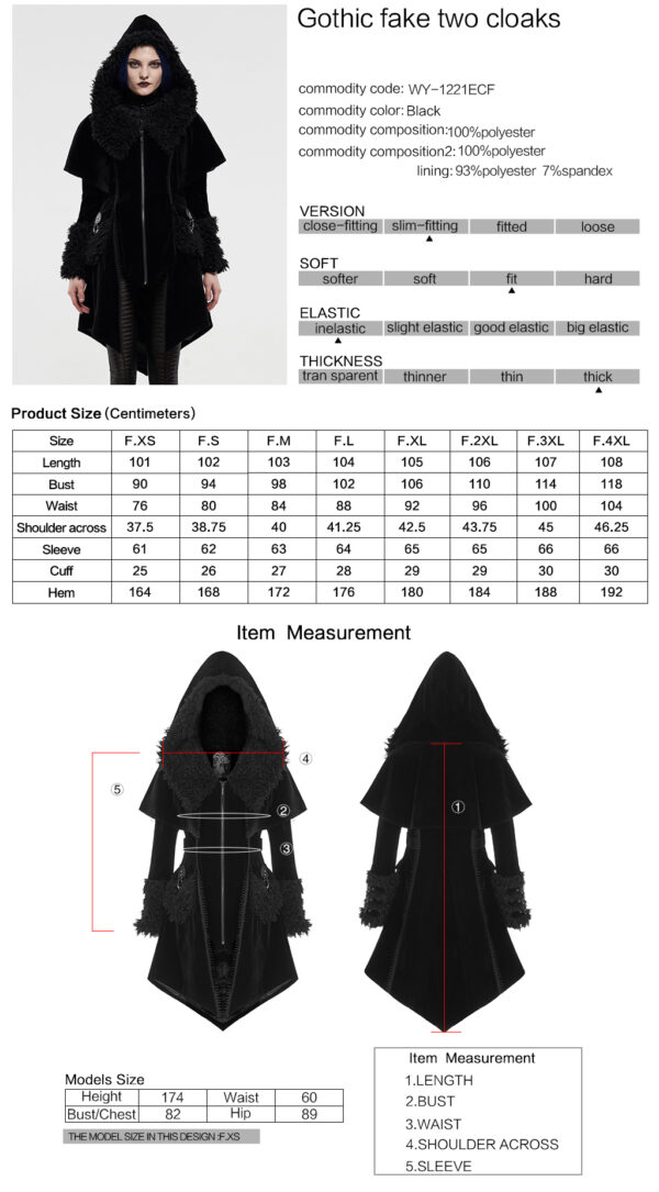 PUNK RAVE Hooded Pointed Hem Coat - Image 9