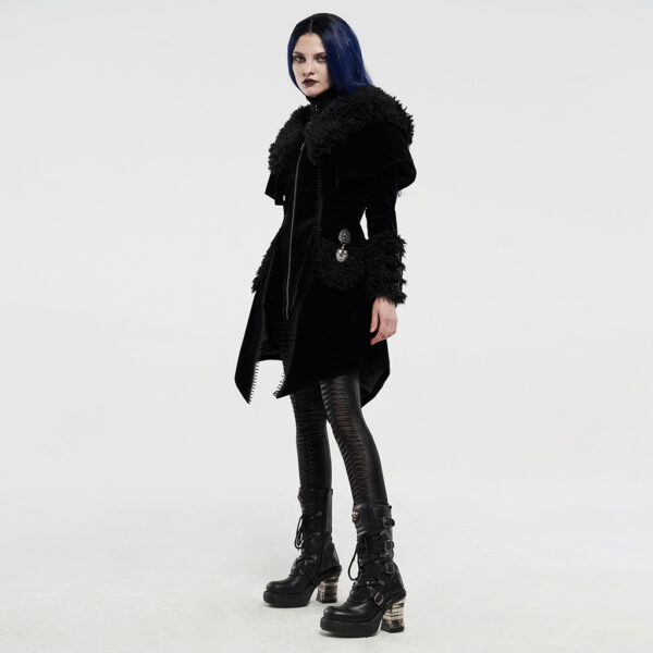 PUNK RAVE Hooded Pointed Hem Coat - Image 4